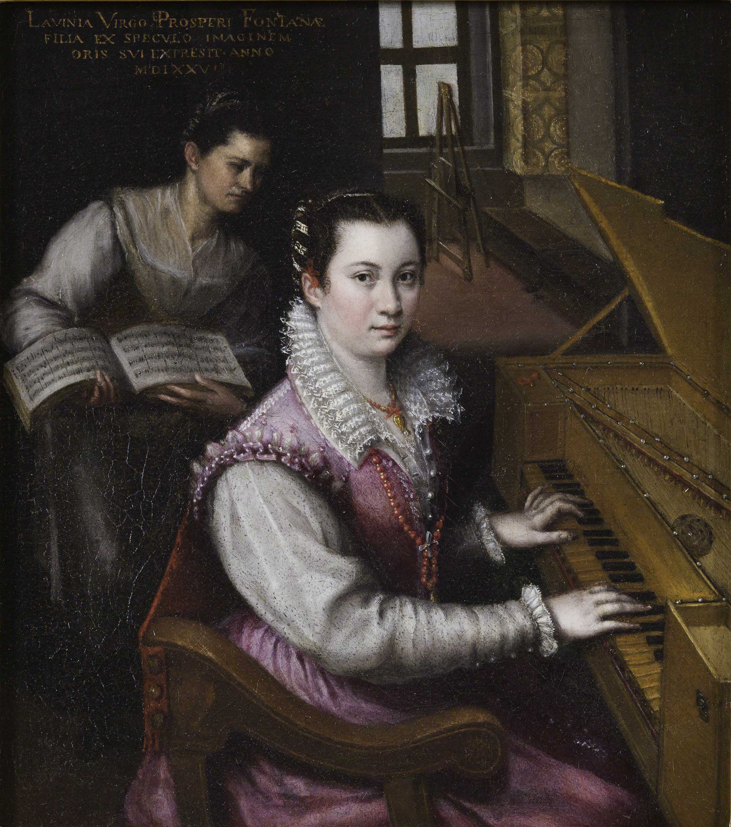 Autoportret la spinetă by Lavinia Fontana - 1577 - 27 × 23,8 cm 