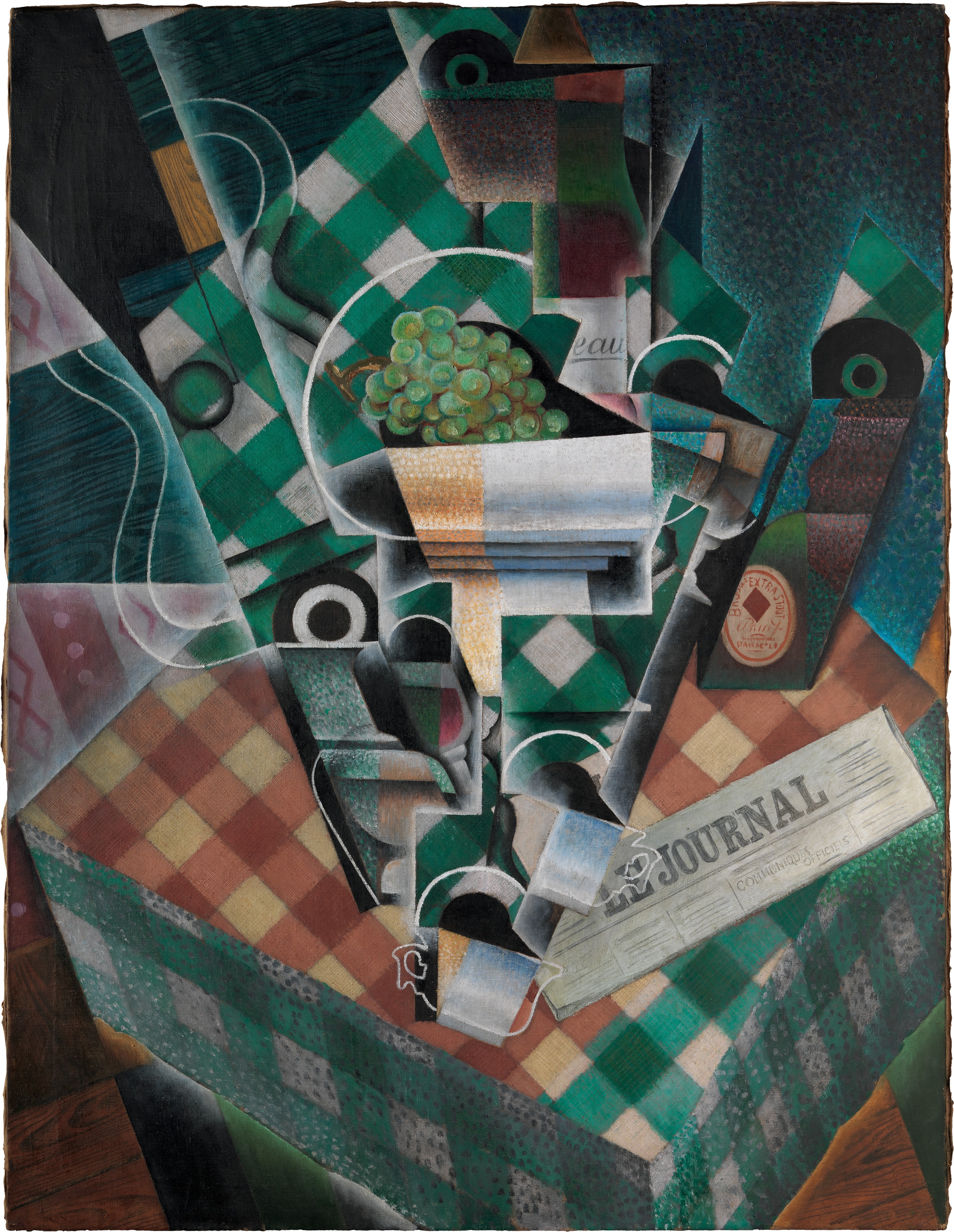 طبیعت بی‌جان با رومیزی شطرنجی by Juan Gris - ۱۹۱۵ - ۱۱۶.۲ × ۸۹.۲ سانتی‌متر 