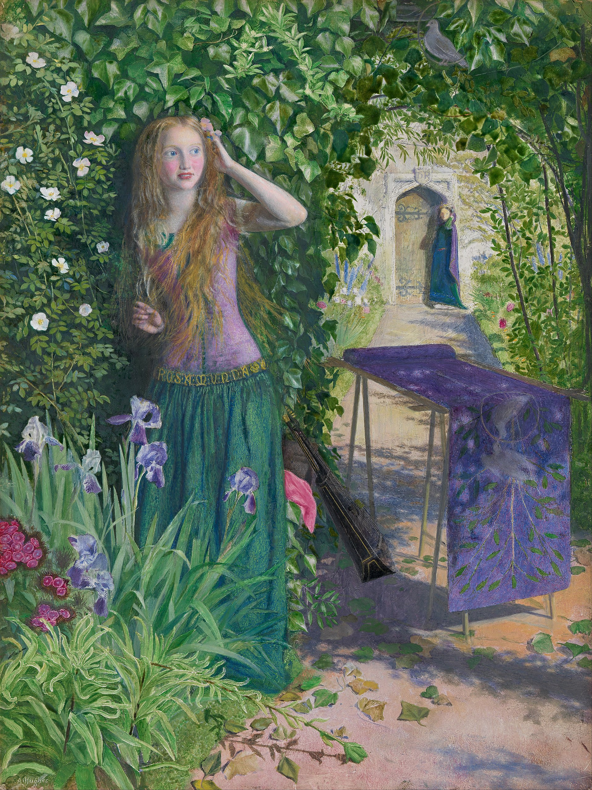 Piękna Rozamunda by Arthur Hughes - 1854 r. - 40,3 x 30,5 cm 