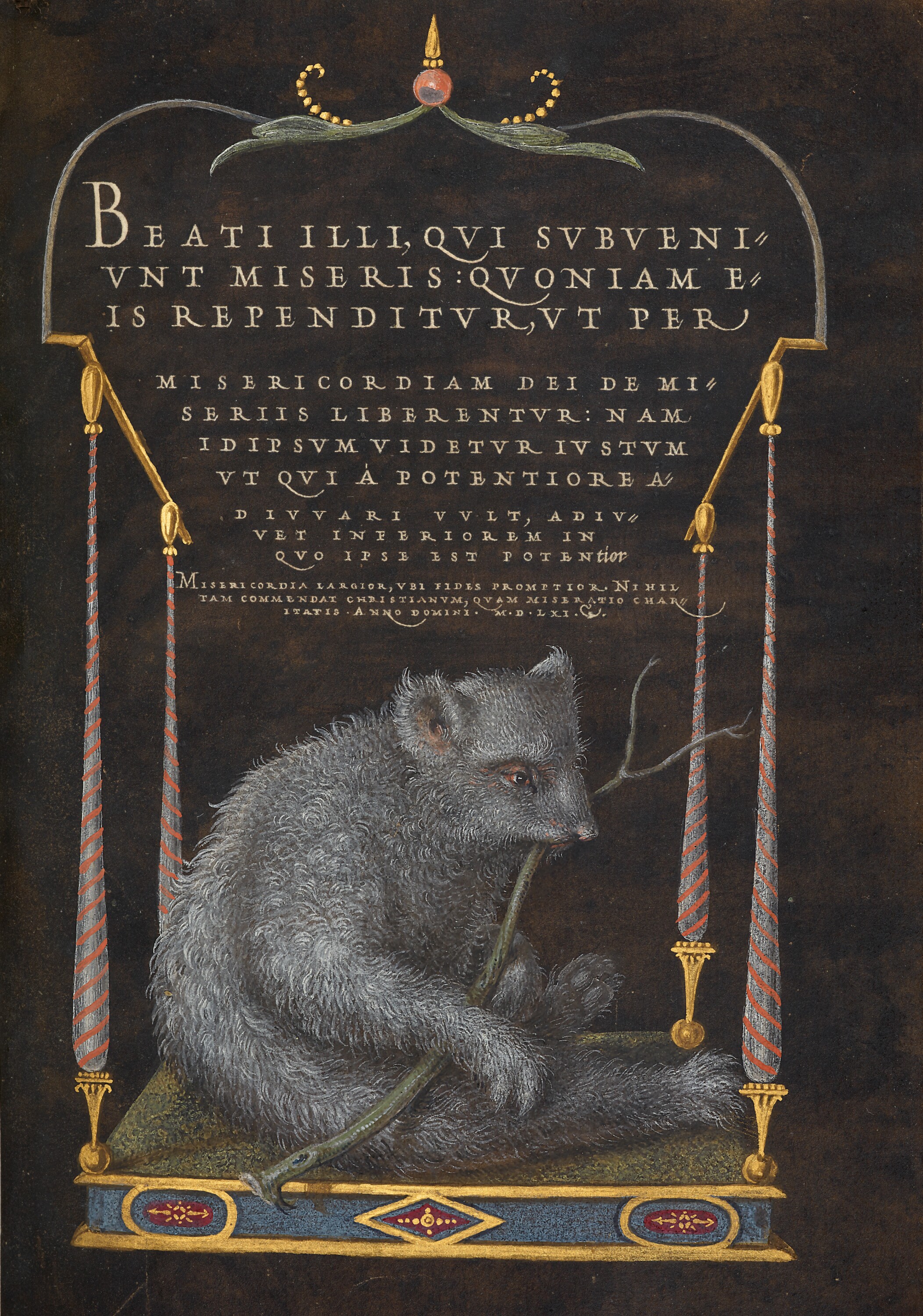 Egy lajhár by Joris Hoefnagel - 1561-1562; az illumináció 1591-1596-ban készült - 16,6 × 12,4 cm 