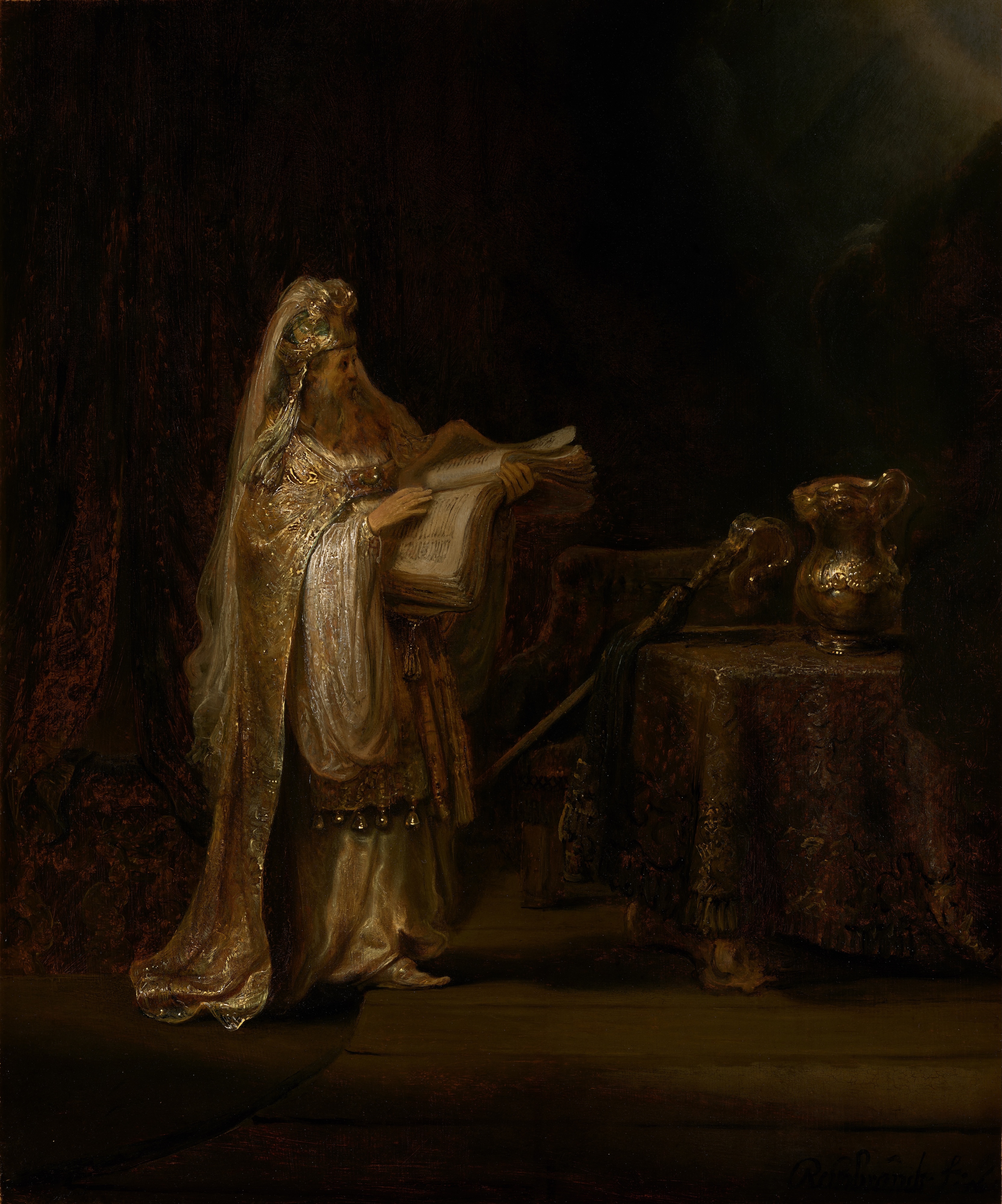 وحی زکریا در معبد by Rembrandt van Rijn - ۱۶۳۳ - ۶۵ × ۴۸ سانتی‌متر 