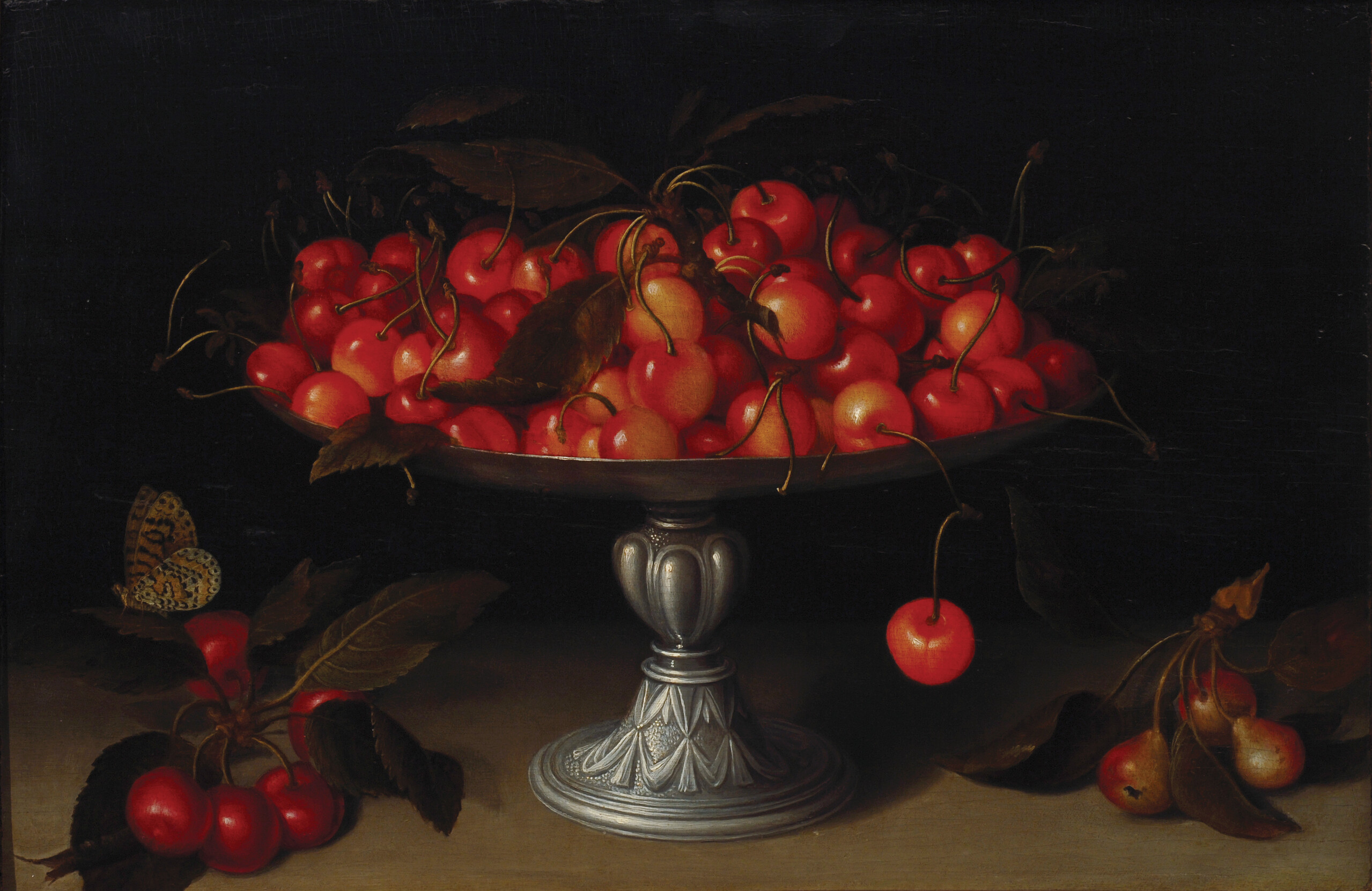 Cherries in a Silver Compote by Fede Galizia - 1610 - 28.2 x 42.2 cm private collection