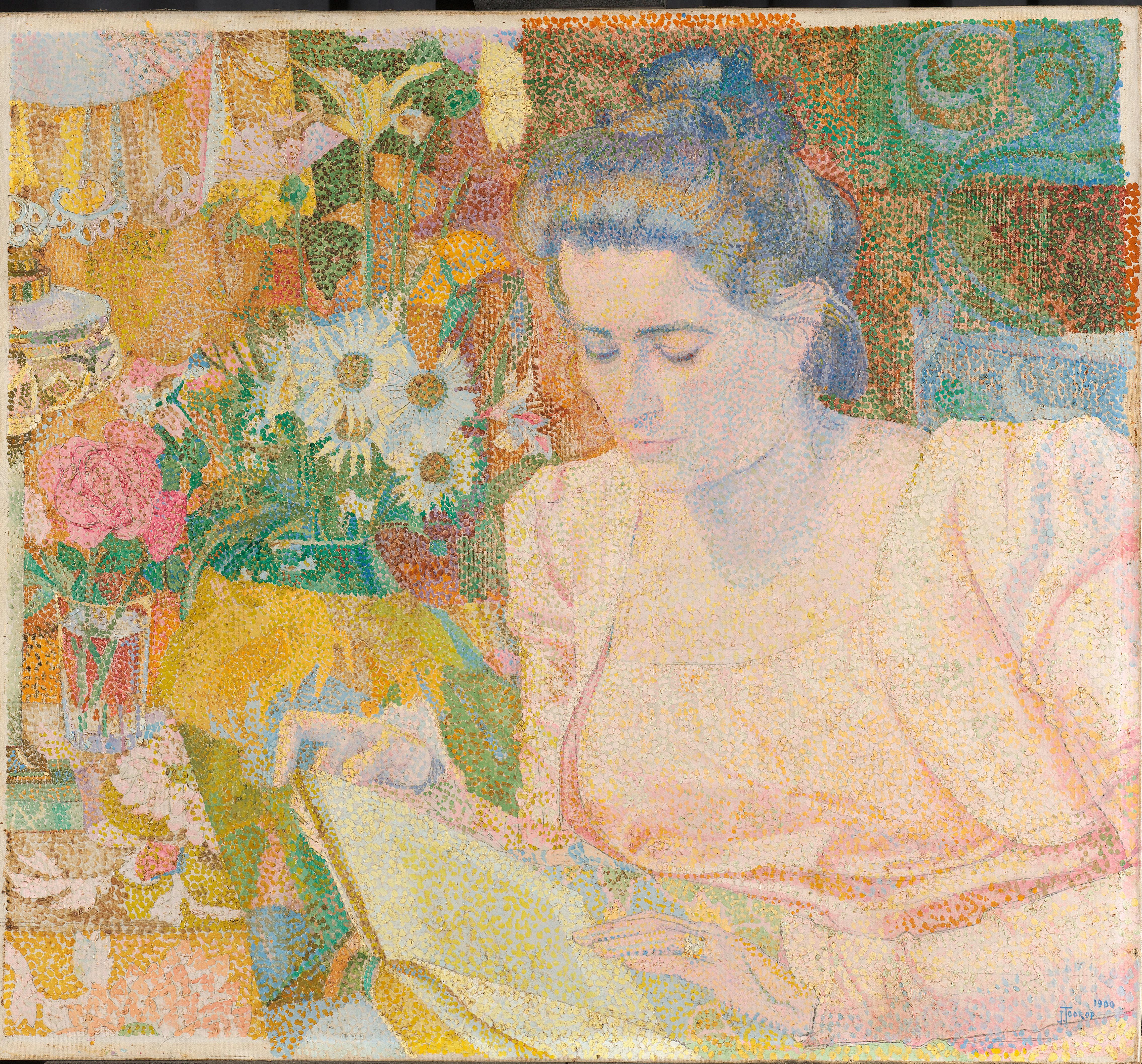Porträtt av Mrs Marie Jeanette de Lange by Jan Toorop - 1900 - 50,5 x 77,4 cm 