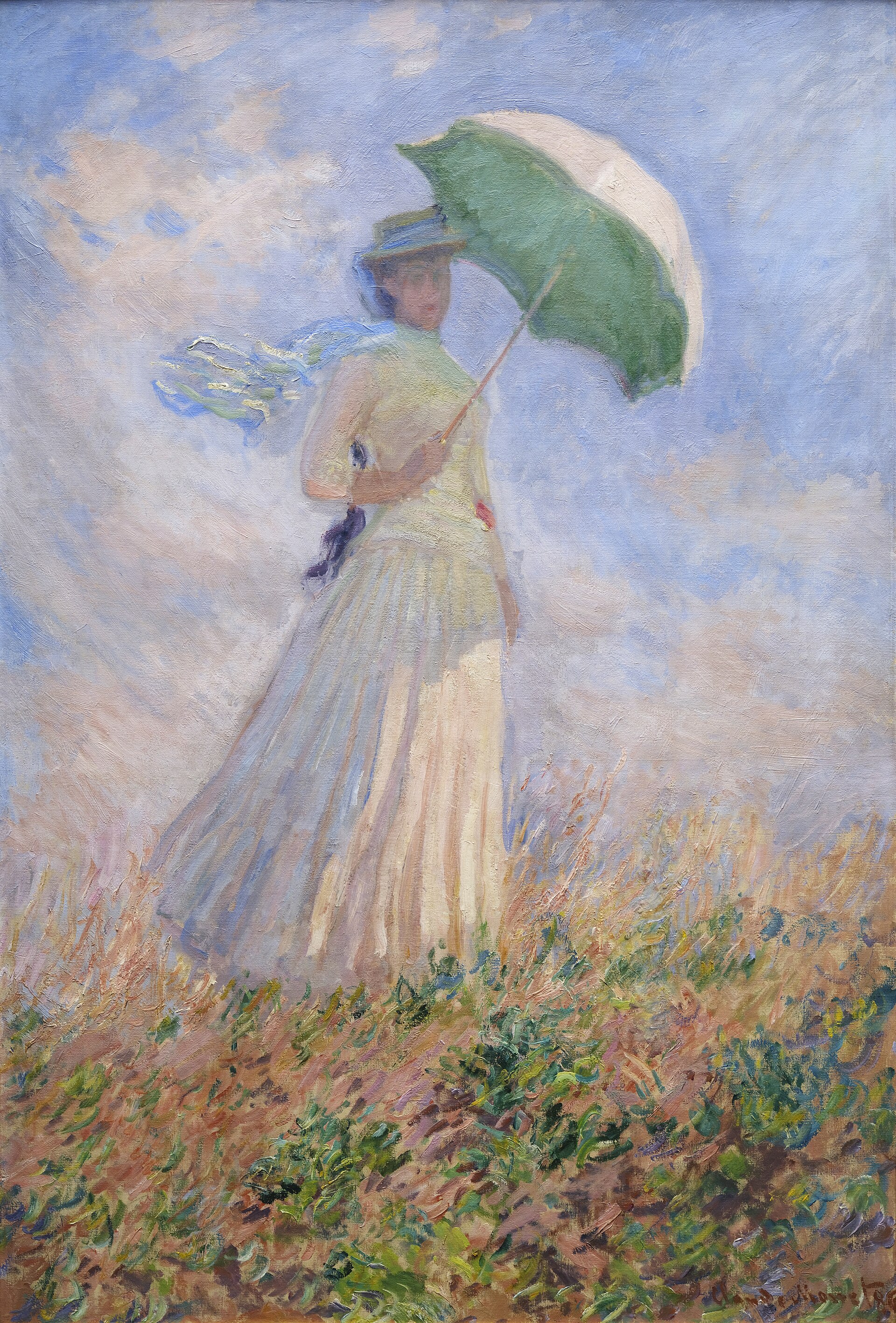 Estudio de una figura al aire libre: Mujer con sombrilla girada hacia la derecha by Claude Monet - 1886 - 130.5 x 89.3 cm Musée d'Orsay