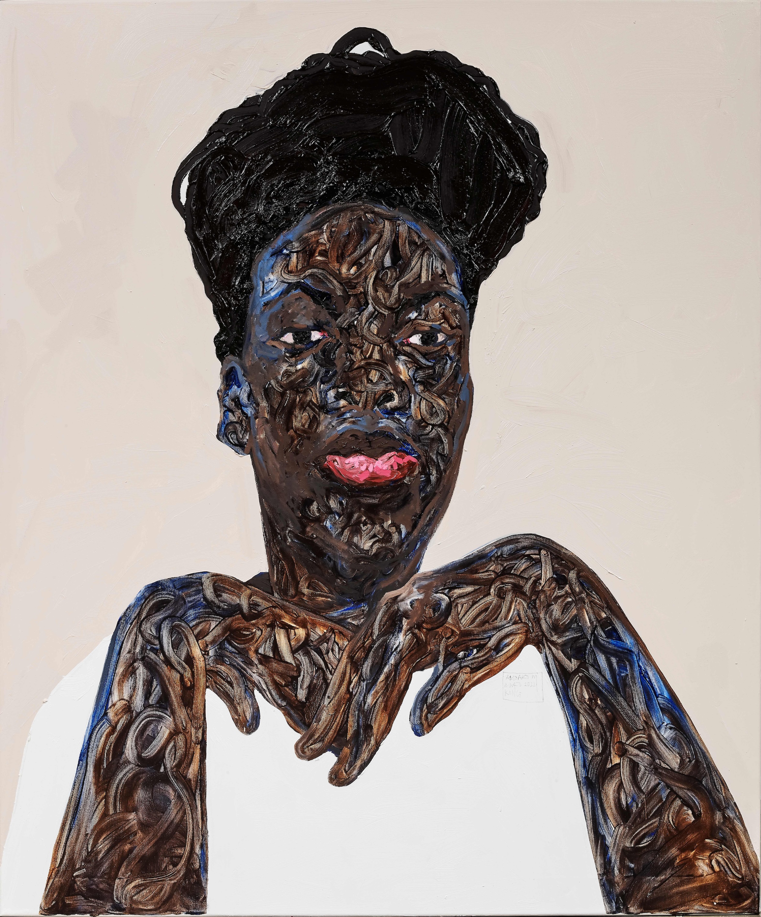 Splecione palce by Amoako Boafo - 2022 r. - 120 x 100 cm OmenaArt Foundation