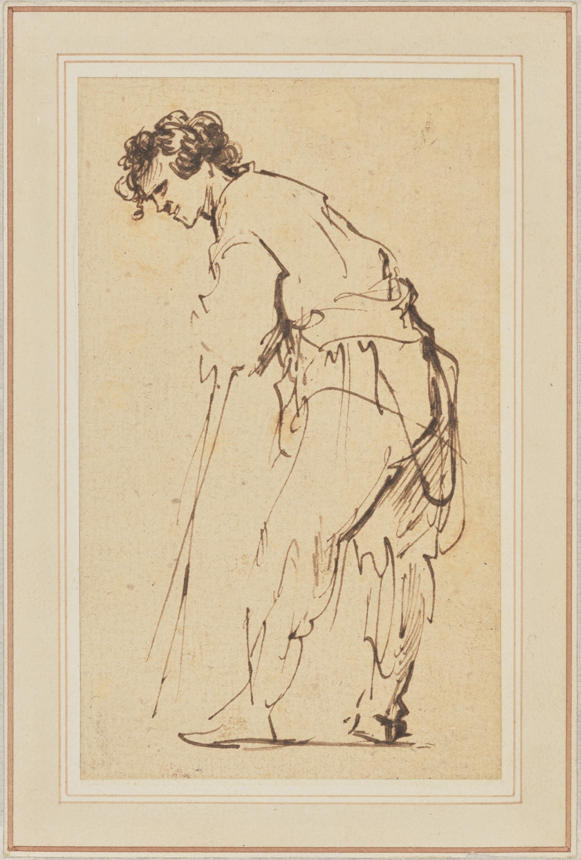 Young Man Leaning on a Stick by Rembrandt van Rijn - c. 1629 - 14.3 × 8.6 cm J. Paul Getty Museum