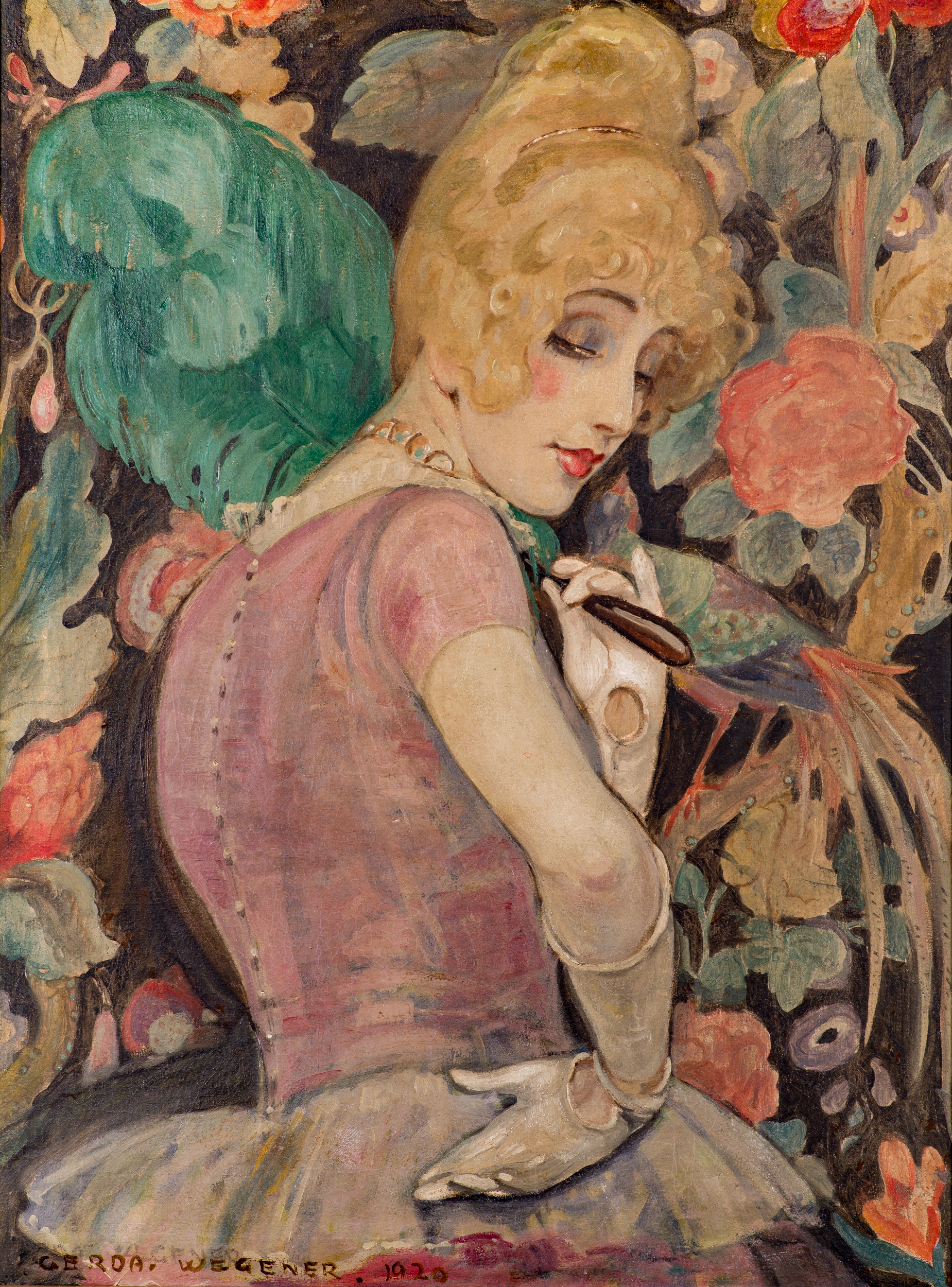 Lili with a Feather Duster by Gerda Wegener - 1920 - 60 x 81 cm Kunstmuseum Baselnameprivate collection