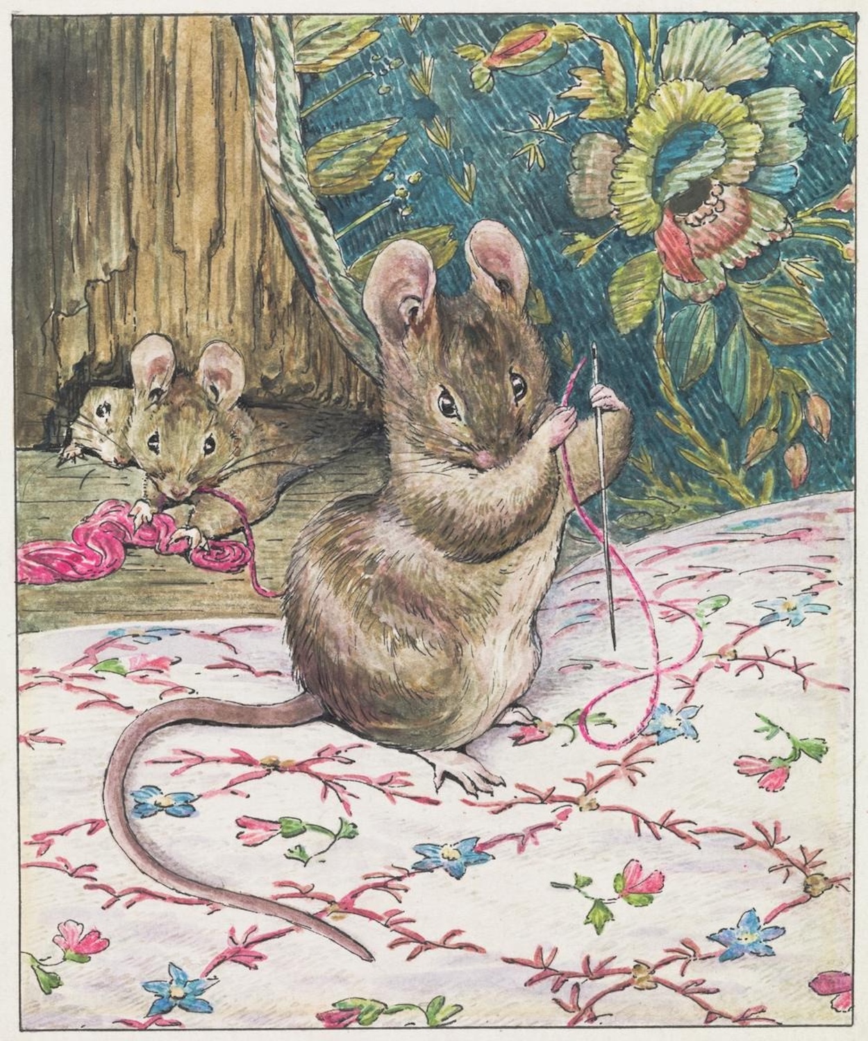 Les souris au travail : Enfiler l'aiguille by Beatrix Potter - 1902 - 11 × 9 cm Tate Modern
