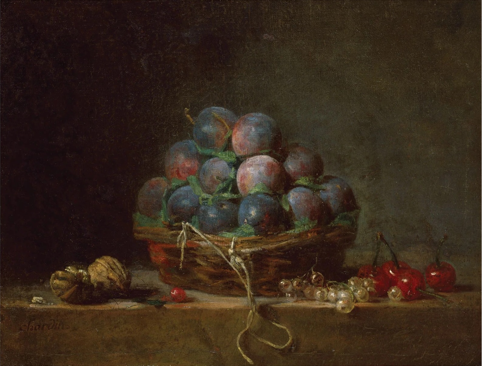 Korg med Plommon by Jean-Baptiste-Siméon Chardin - 1765 - 32,4 x 41,9 cm 