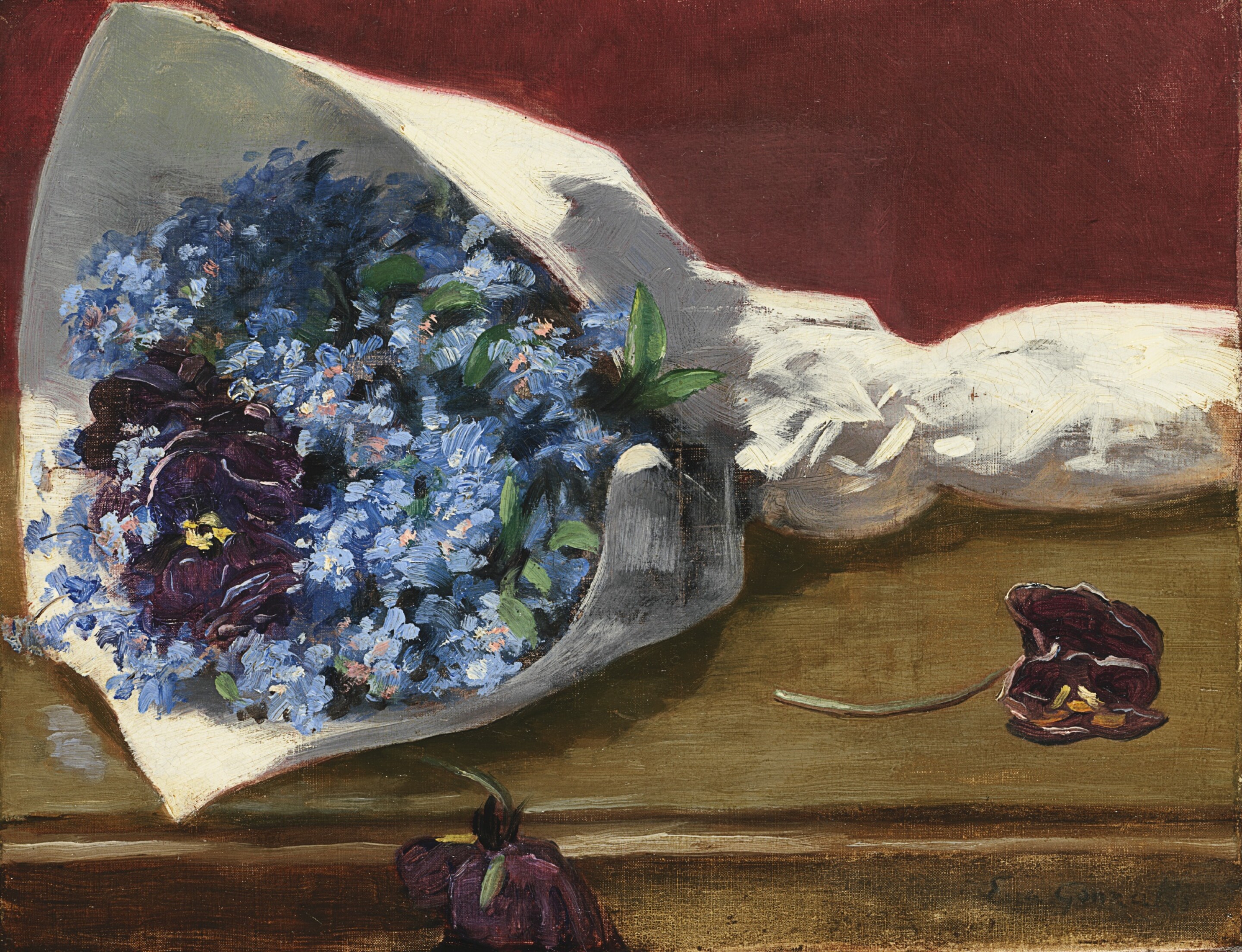 Blombukett by Eva Gonzalès - ca 1873–1874 - 27,5 x 35,2 cm 