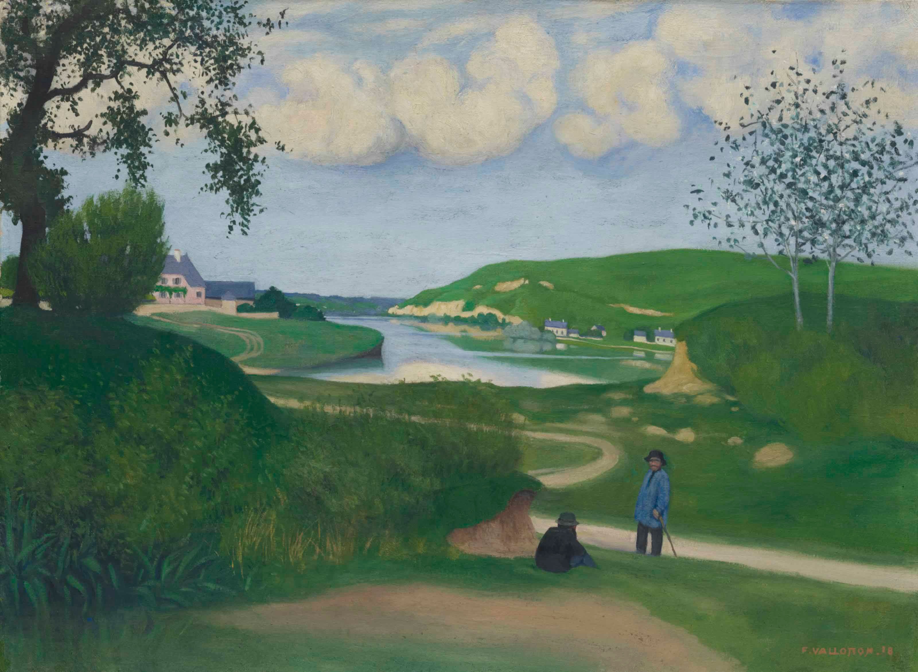 川と二人の人物のいる風景 by Félix Vallotton - 1918年 - 54 x 73 cm 