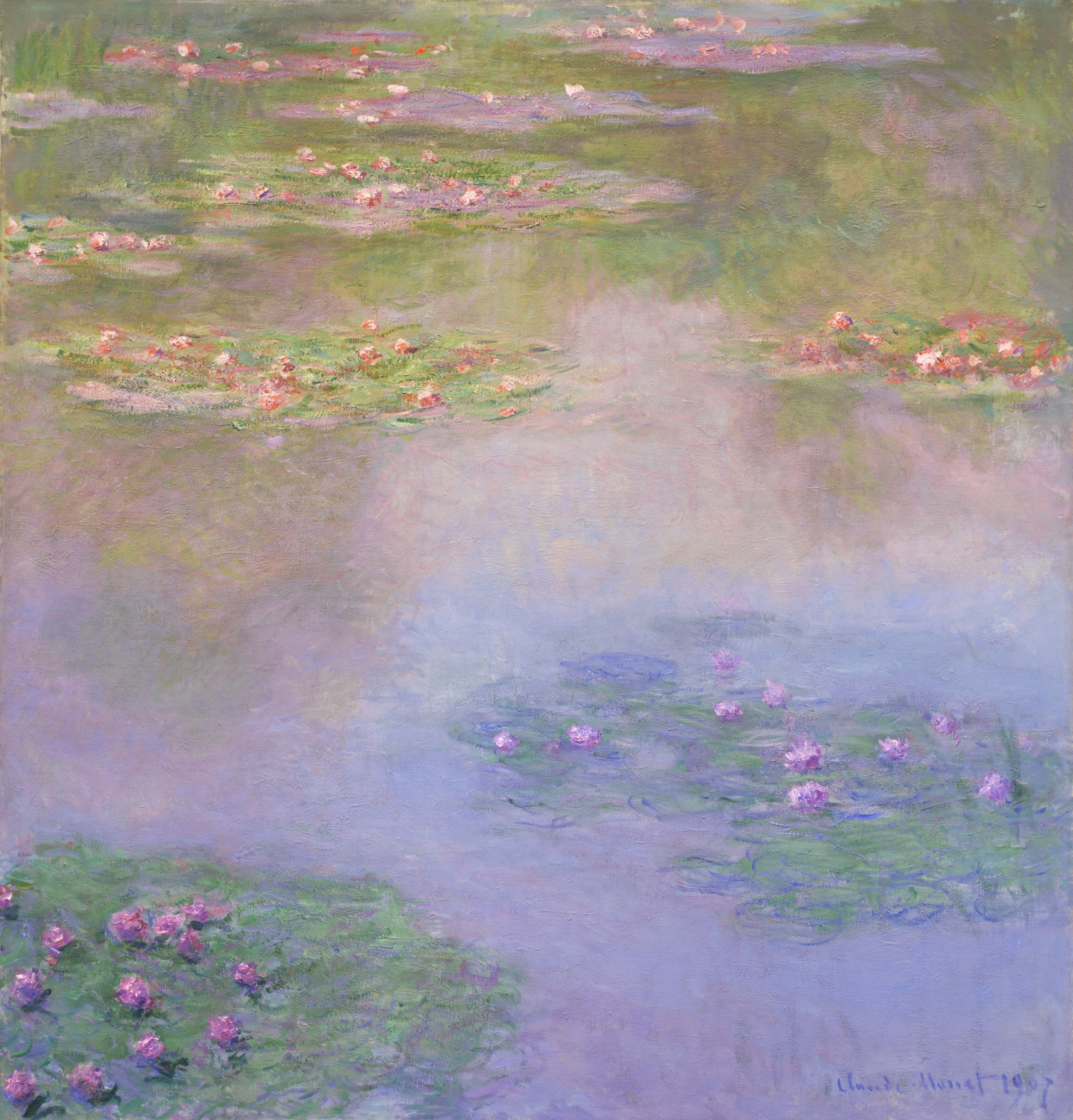 Les nymphéas by Claude Monet - 1907 - 93.7 x 89.5 cm collection privée