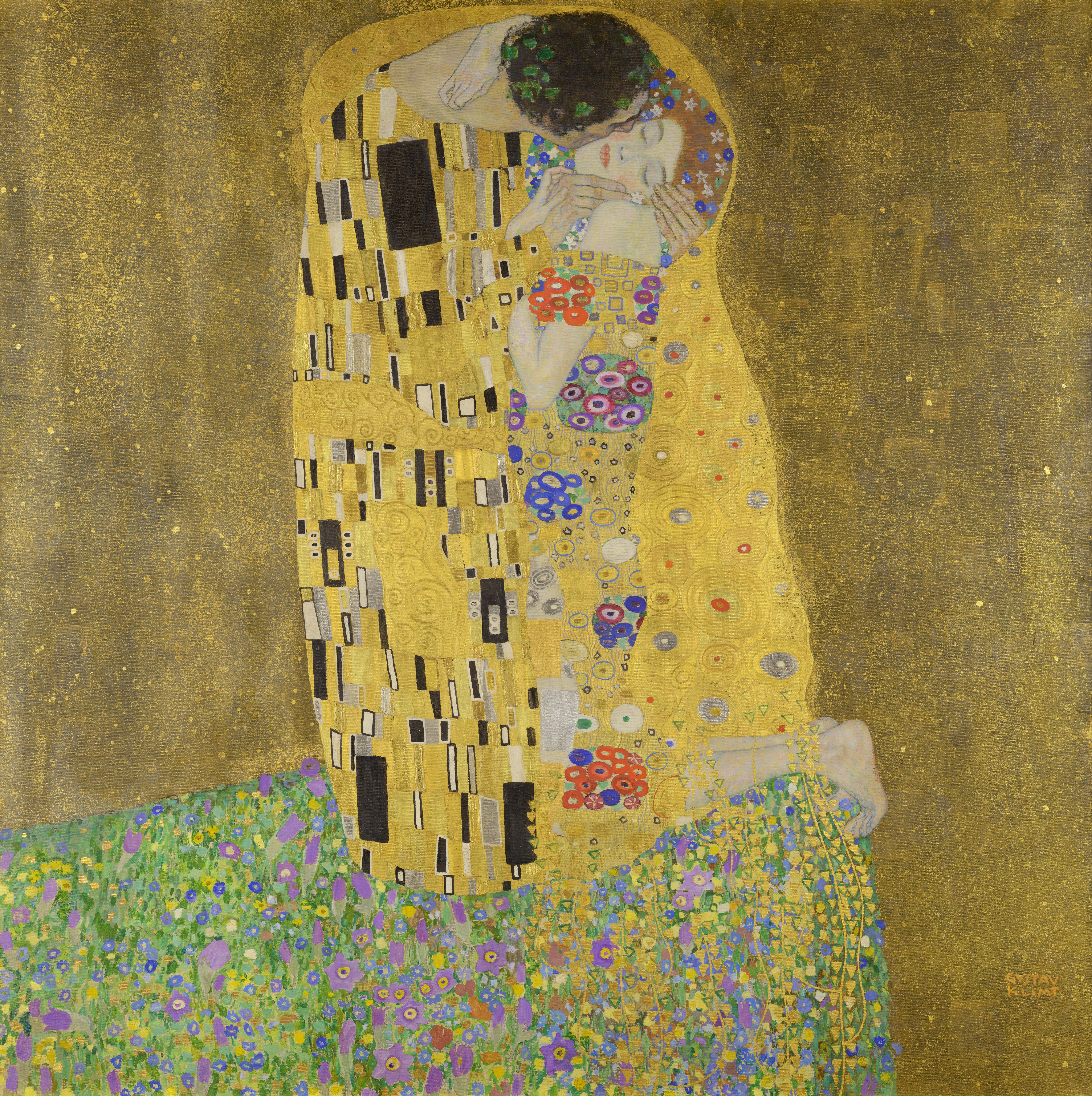 The Kiss  by Gustav Klimt - 1907–1908 - 180 x 180 cm Österreichische Galerie Belvedere