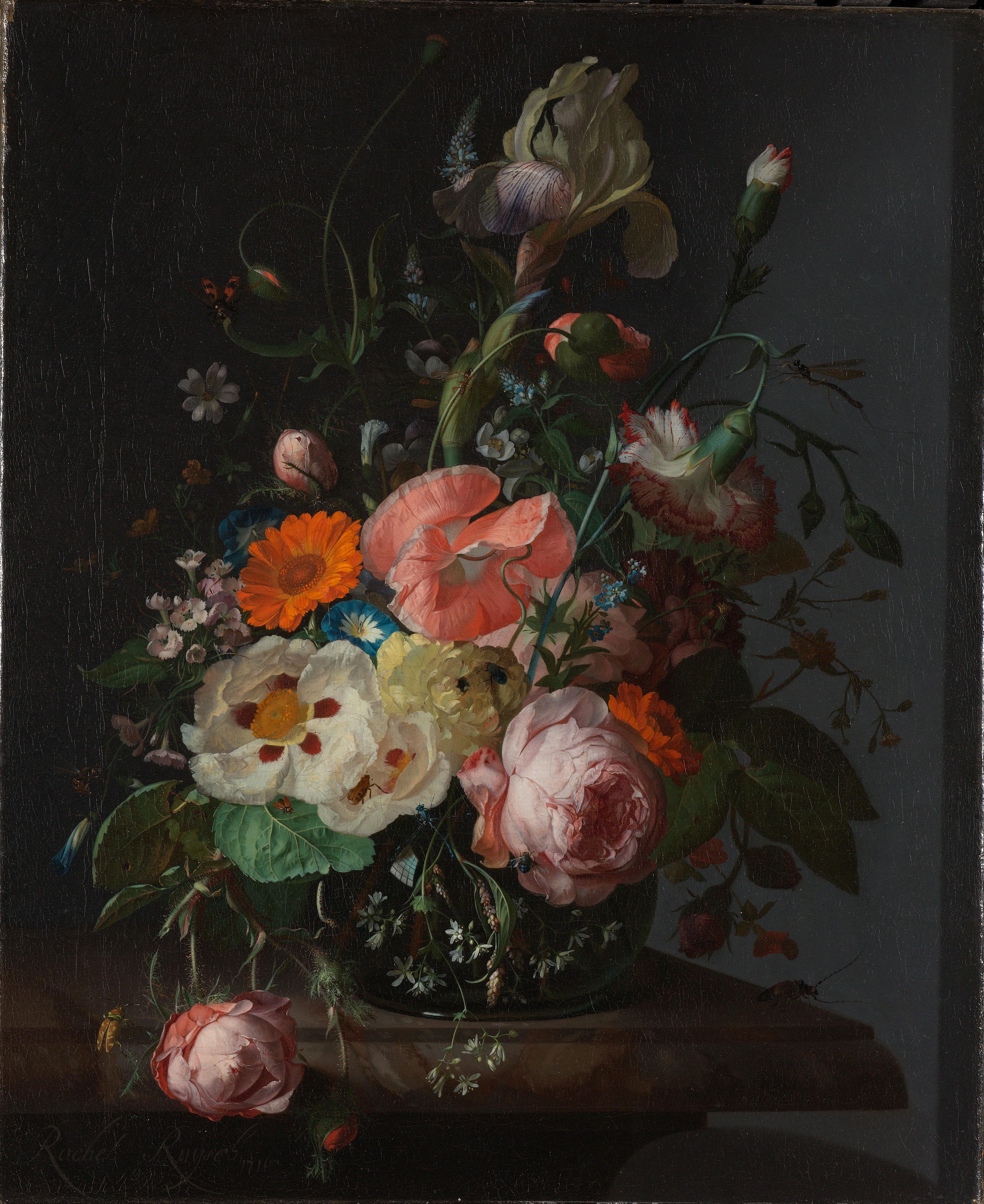 Still Life with Flowers on a Marble Tabletop by Rachel Ruysch - 1716 - 48.5 x 39.5 cm Rijksmuseum