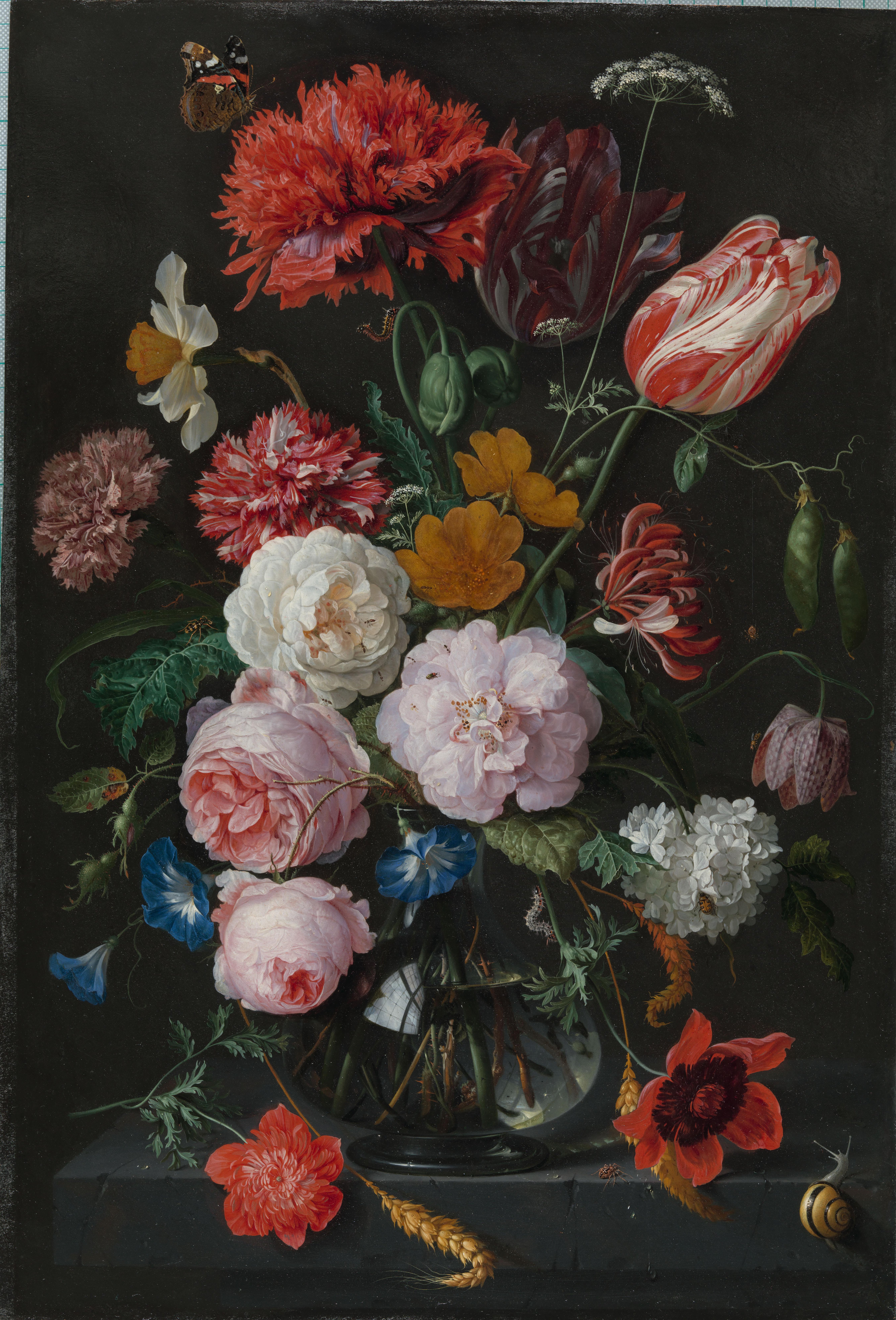 Still Life with Flowers in a Glass Vase by Jan Davidsz de Heem - 1650–1683 - 54.5 x 36.5 cm Rijksmuseum
