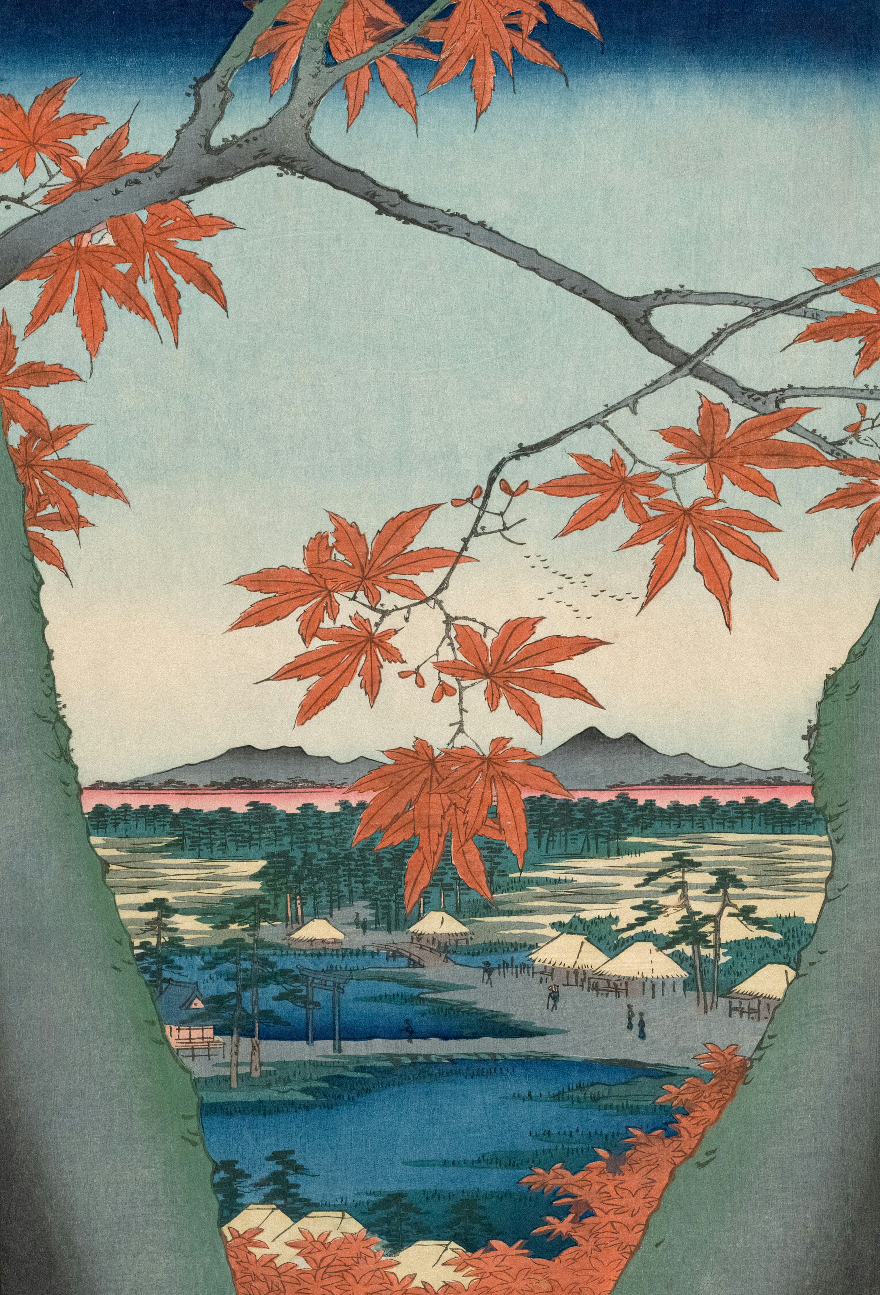 Arces en Mama, el santuario de Tekona y el puente Tsugihashi by  Hiroshige - 1857 - 36 x 23.5 cm British Museum