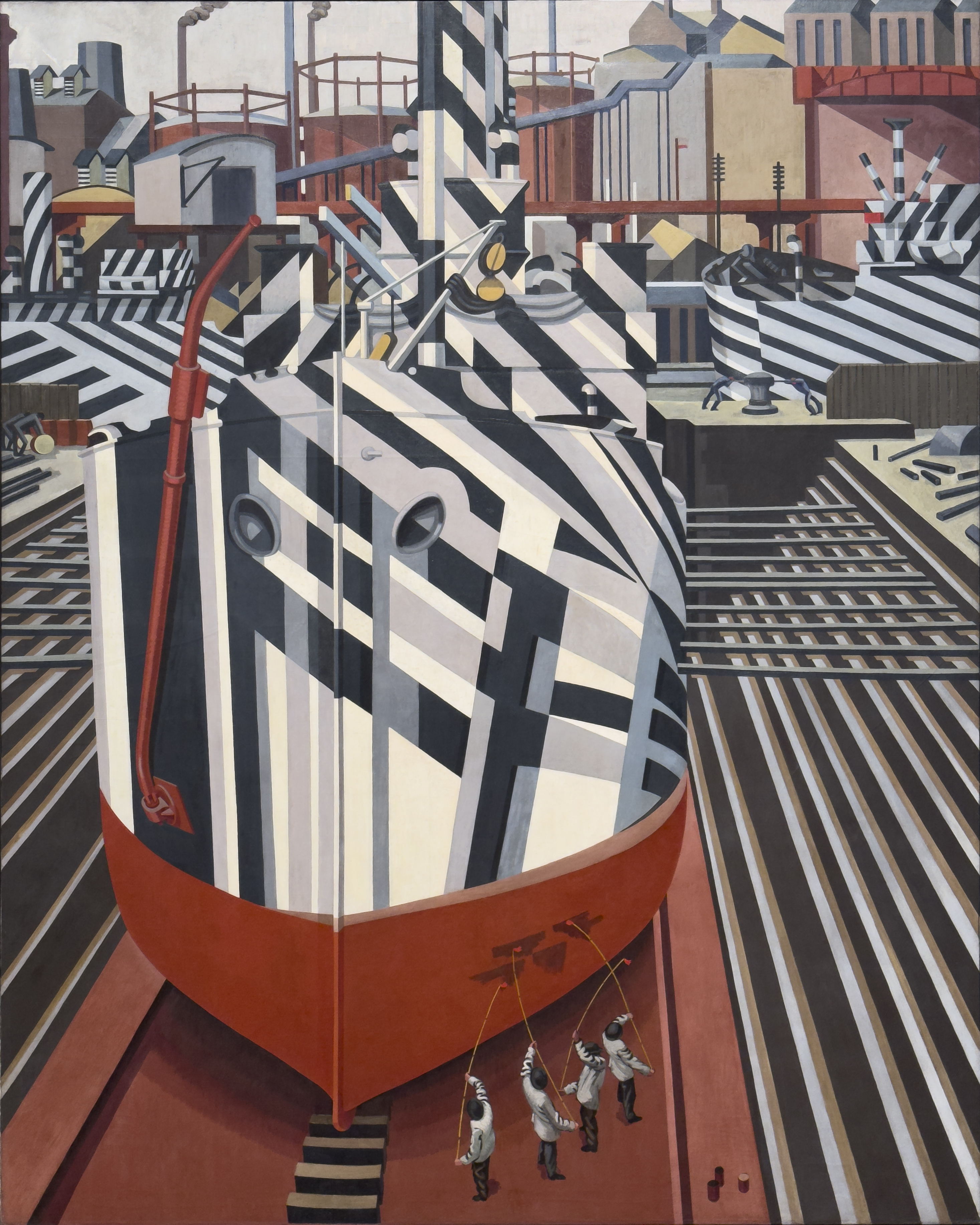 Dazzle-skepp i torrdocka i Liverpool by Edward Wadsworth - 1919 - 304,8 × 243,8 cm 